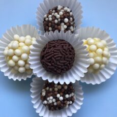 Triple Chocolate, Traditional Chocolate, and Lemon Brigadeiro
